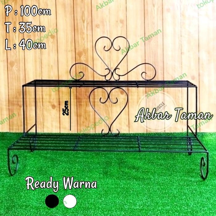 Rak Bunga Besi / Rak Besi Pot Tanaman 2 Susun Panjang 100cm