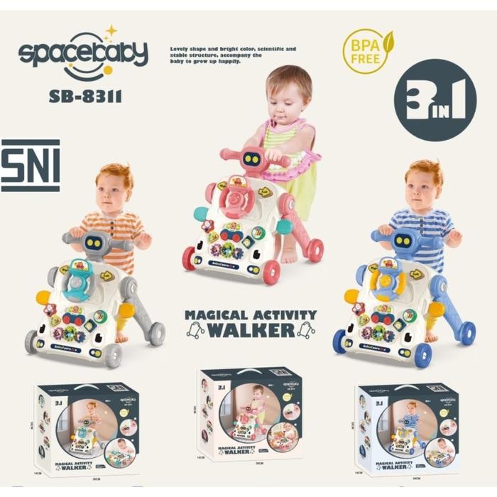 Spacebaby Activity Walker 3 In 1 SB-8311 (SB-8311) - Baby Push Walker