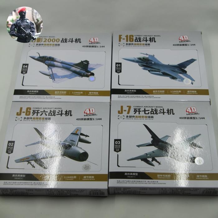 Model Kit miniatur Pesawat tempur F16, EF-200,J6, J7 Plastik Toy