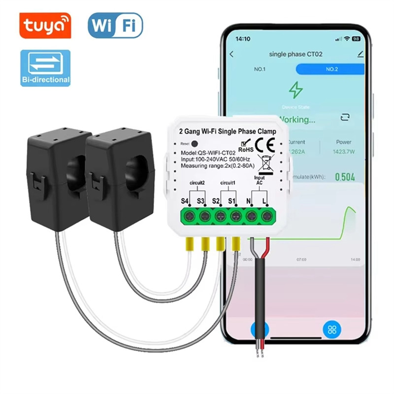 A73E-Tuya Wifi Smart Meter Tuya Wifi Smart Meter Current Transformer Sensor Clamp Statistician 1/2
