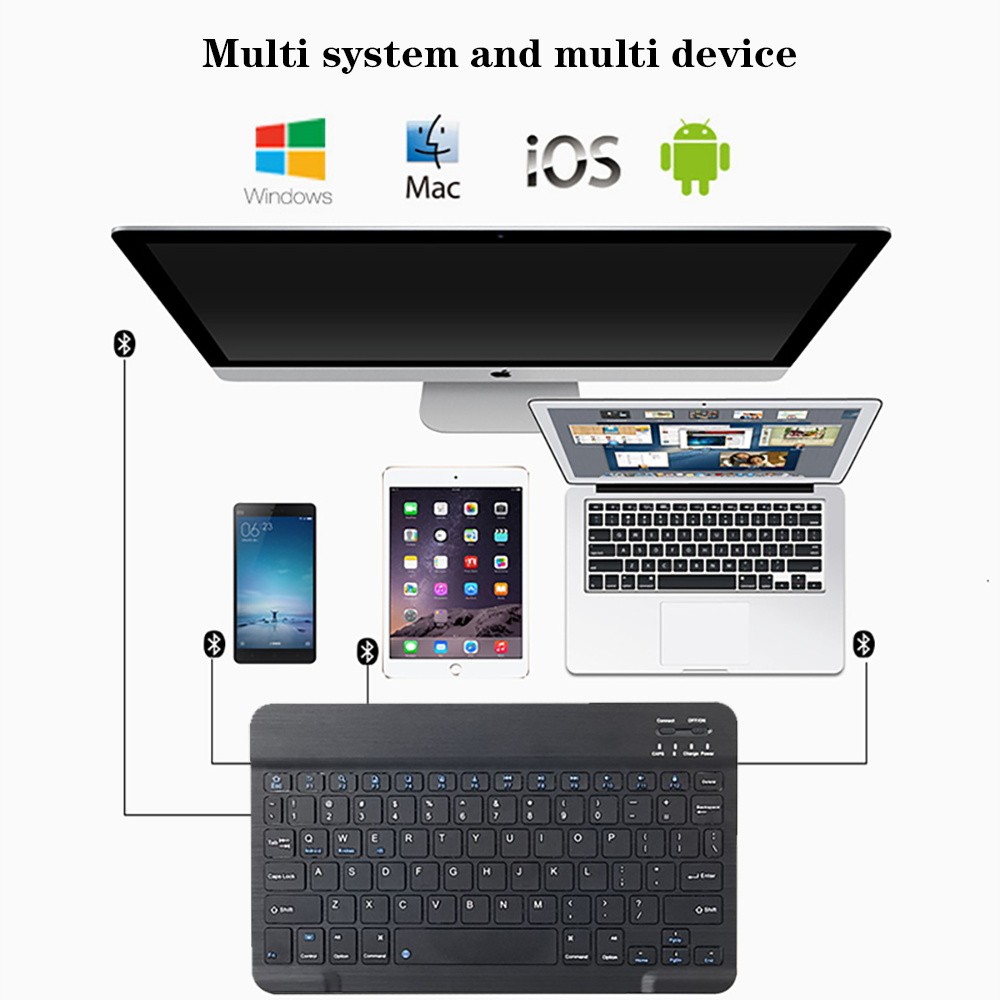 Keyboard for Tablet Notebook Phone Wireless Bluetooth Mini Keyboard Rechargable Keyboard +Tablet