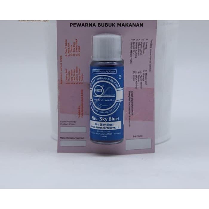 

CROSS SKY BLUE Food Coloring Powder 15gr Pewarna Makanan Bubuk