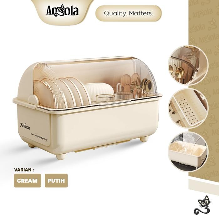 TP Angola Rak Gelas / Rak Piring Tertutup C30 Tempat Penyimpanan Sendok / Garpu / Mangkuk Putih