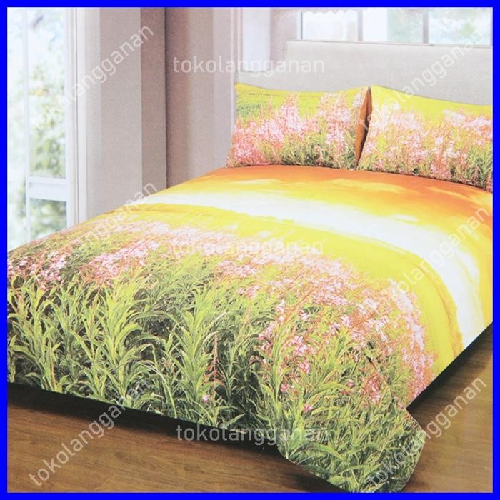 Duvet Cover 210X210 Cm Set 3 Pcs Katun Motif Sunset