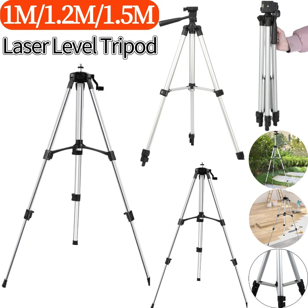 1M/1.2M/1.5M Laser Level Tripod Aluminum Alloy Adjustable Height Thickened Tripod Stand