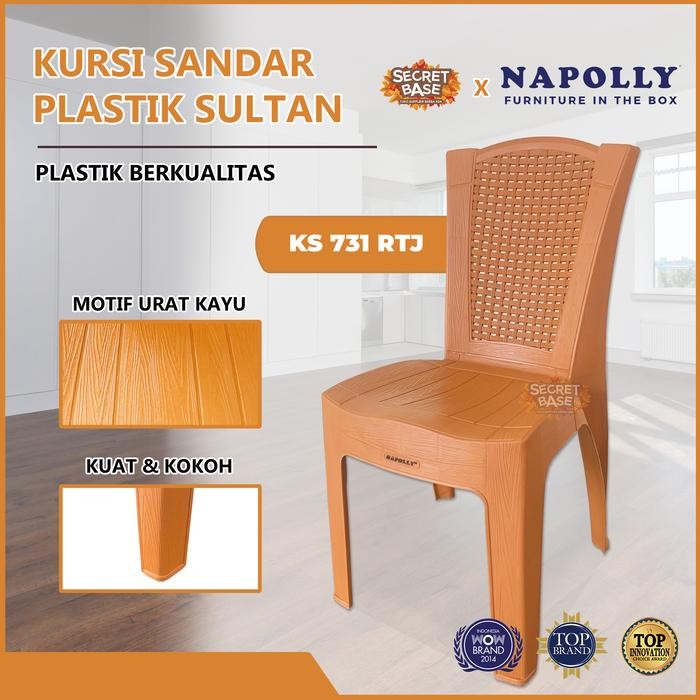 AQIBSAZA NAPOLLY KURSI KS 731 RTJ - BANGKU PLASTIK/KURSI KAMAR PLASTIK SANDARAN