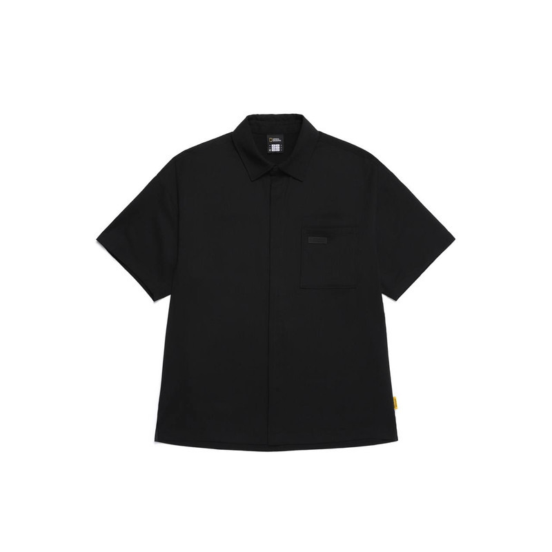 National Geographic Crinkle Semi-Over Fit Short Sleeve T-Shirt Carbon Black - Kemeja Unisex Carbon B