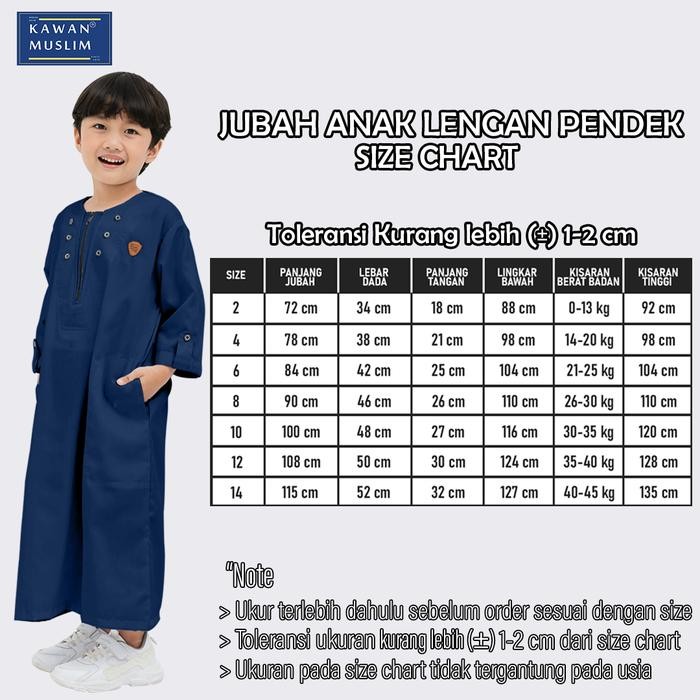 (Allthebest) Jubah Gamis Anak Cowok Laki Remaja 1-14 Tahun Lengan Pendek Bahan Katun KM1 Kain