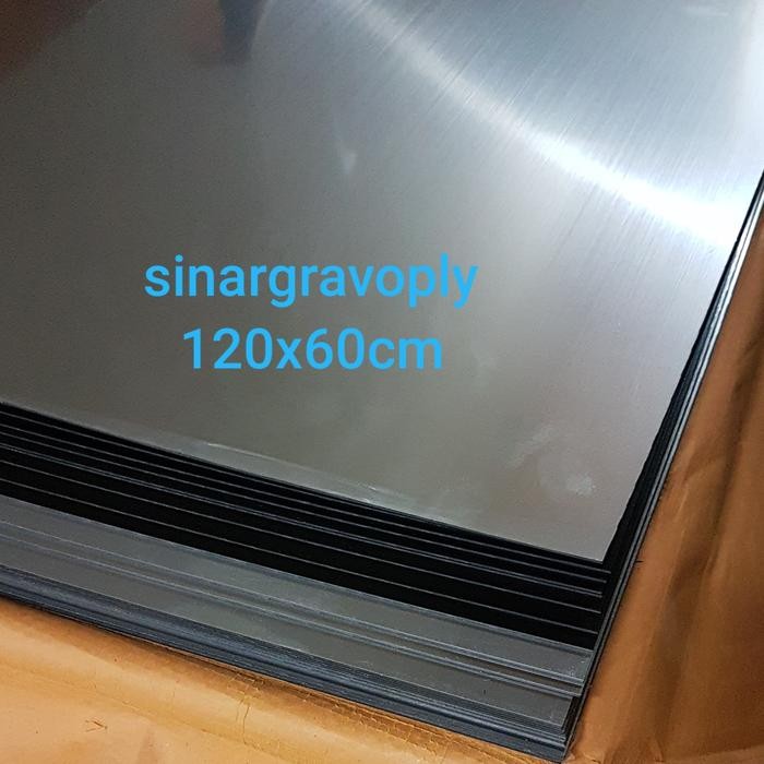 

READY gravoply silver teks hitam bahan gravir nametag dll 120x60cm tebal 1.5 NEW