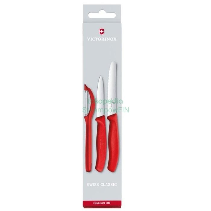 VICTORINOX PISAU SET PARING 3 PCS MERAH KNIFE SET OF 3 RED KNIVES