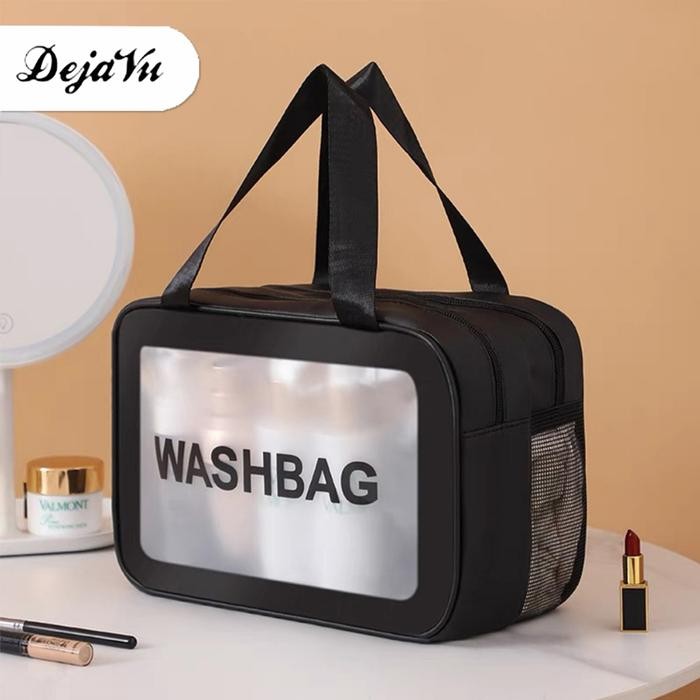 Dejavu Tas Travel Makeup Anti Air Pouch Transparan Organizer Kosmetik Traveling Bag Alat Mandi