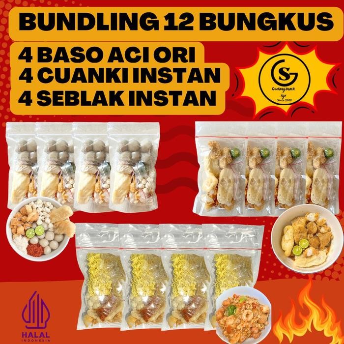 

BUNDLING 12 [ 4 BUNGKUS SEBLAK INSTAN,4 BASO ACI,4 CUANKI INSTAN] Food Kaldu Instan Pedas Makanan
