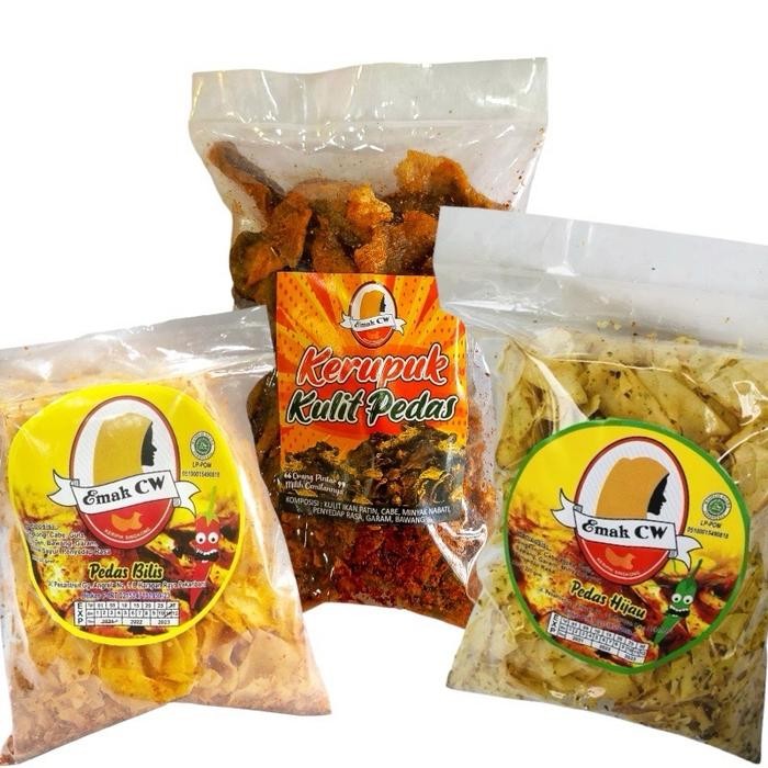

3 Pcs Nage 29, Keripik Singkong ( Kerupik Kulit Ikan Pedas Manje Plastik, Pedas Bilis, Pedas Hijau )