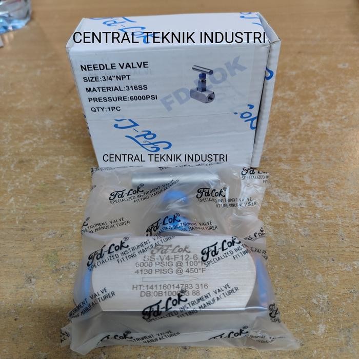 Needle Valve Stainless 316/6000psi FD-LOK 3/4" inch