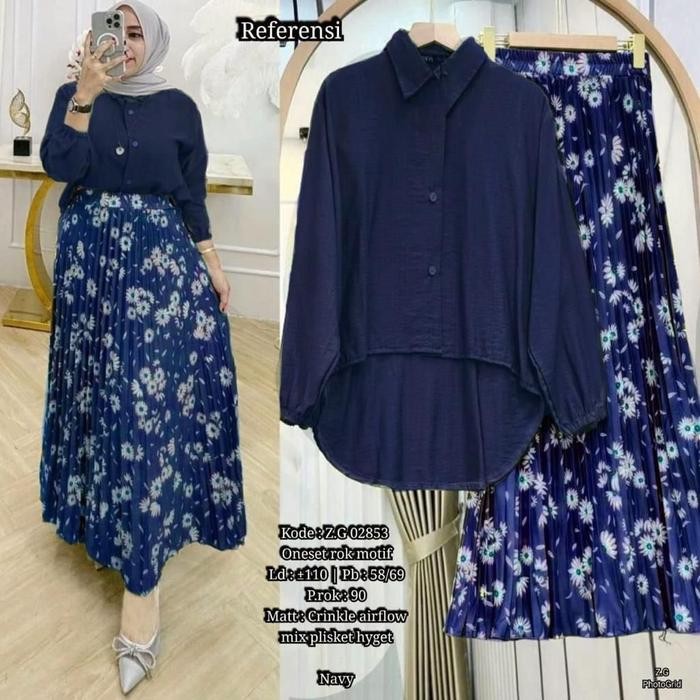 (Allthebest) Set rok plisket bunga matahari rok plisket hyget atasan cringkel airflow one set rok