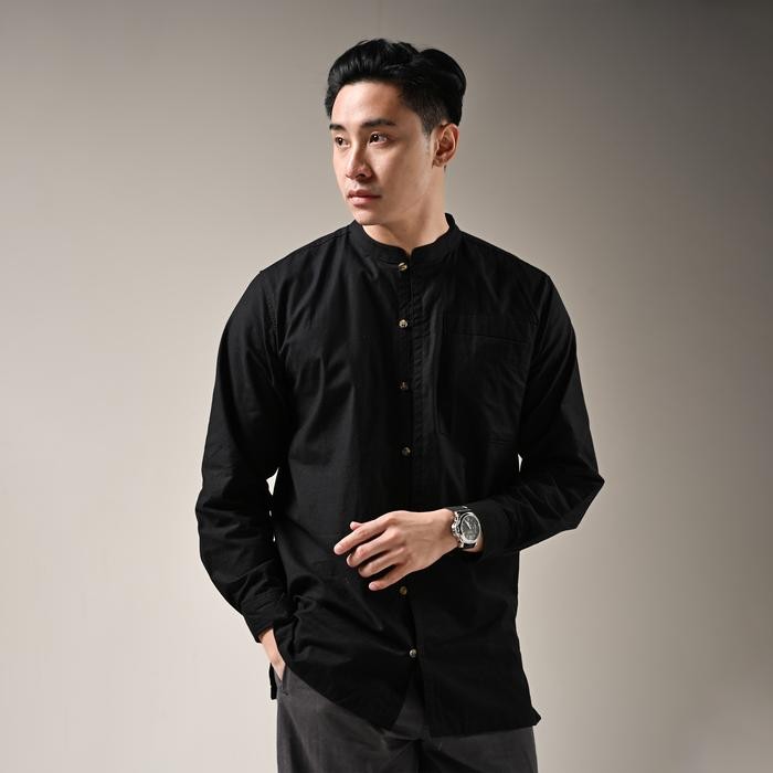 (Allthebest) SYAM Black by Kaum Adam - Kemeja koko modern lengan panjang