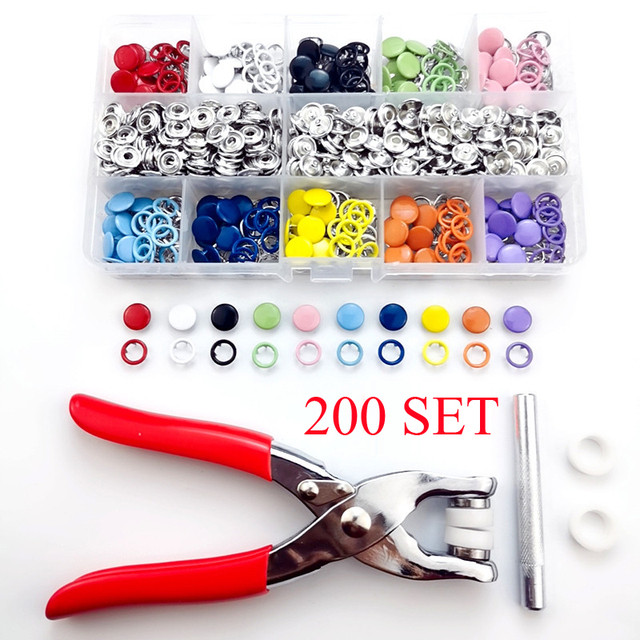 Set Tang Kancing Jepret Snap Button Plier Fastener 200 PCS