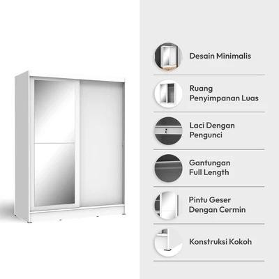 Informa Reina Lemari Pakaian Pintu Geser - Putih