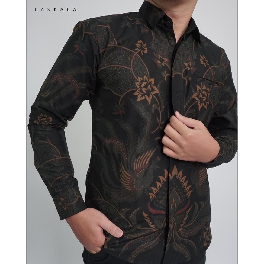 Laskala Premium Batik Slimfit Haikal Hitam K08A306
