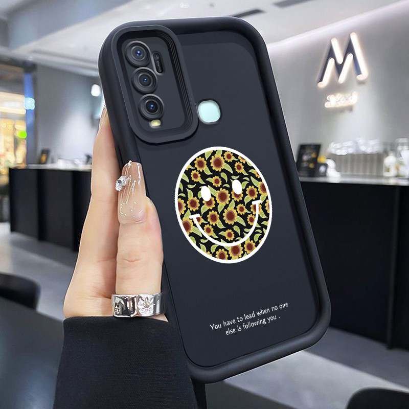 Casing Hp VIVO Y50 VIVO Y30 VIVO Y30i Case Kasing Bunga tersenyum Perlindungan Kesing Silikon Softca