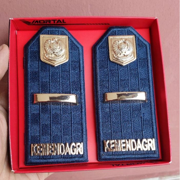 Town Pangkat Pdu Kemendagri 3A - Ipdn Purna Praja Stpdn Seragam Pria Navy Baju Biru Bordir