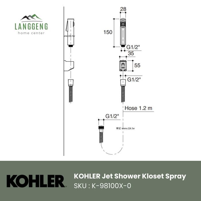 Kohler Cuff Jet Shower White K-98100X-0 Semprotan Toilet Kohler