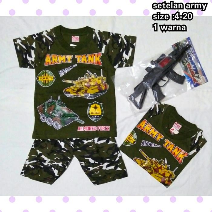 Ready Baju Setelan Anak Laki 2-10Thn Loreng Army,Bahan Katun 24S Premium Original