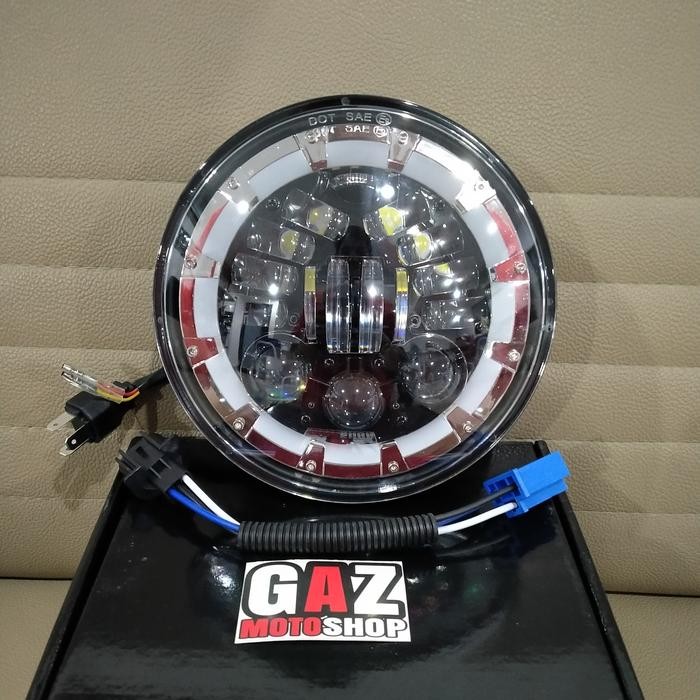 Daymaker COBRA 7 inch 16 LED Angel Eyes Eropa Headlamp Lampu Daymaker 7 in NEW Japstyle XSR 155 W175