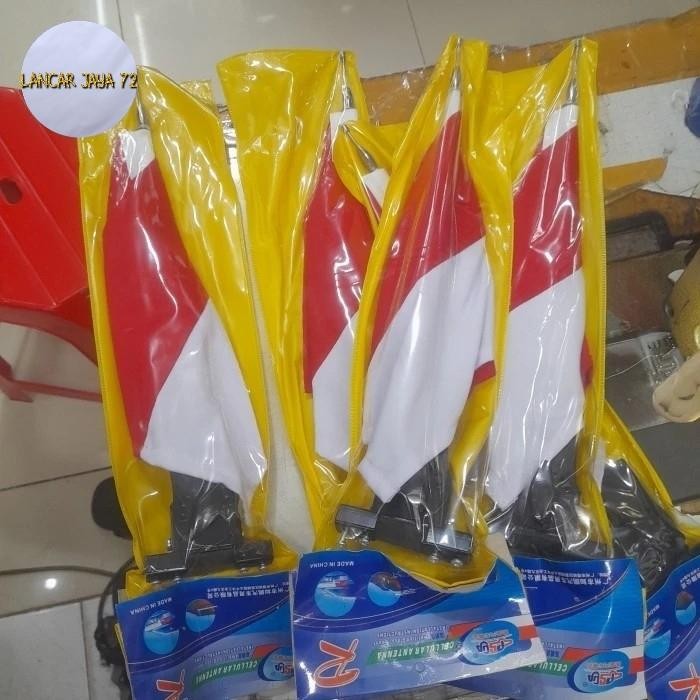 Bendera Mobil Merah Putih Satu Set Tiang Besi Stainlis Terbatas