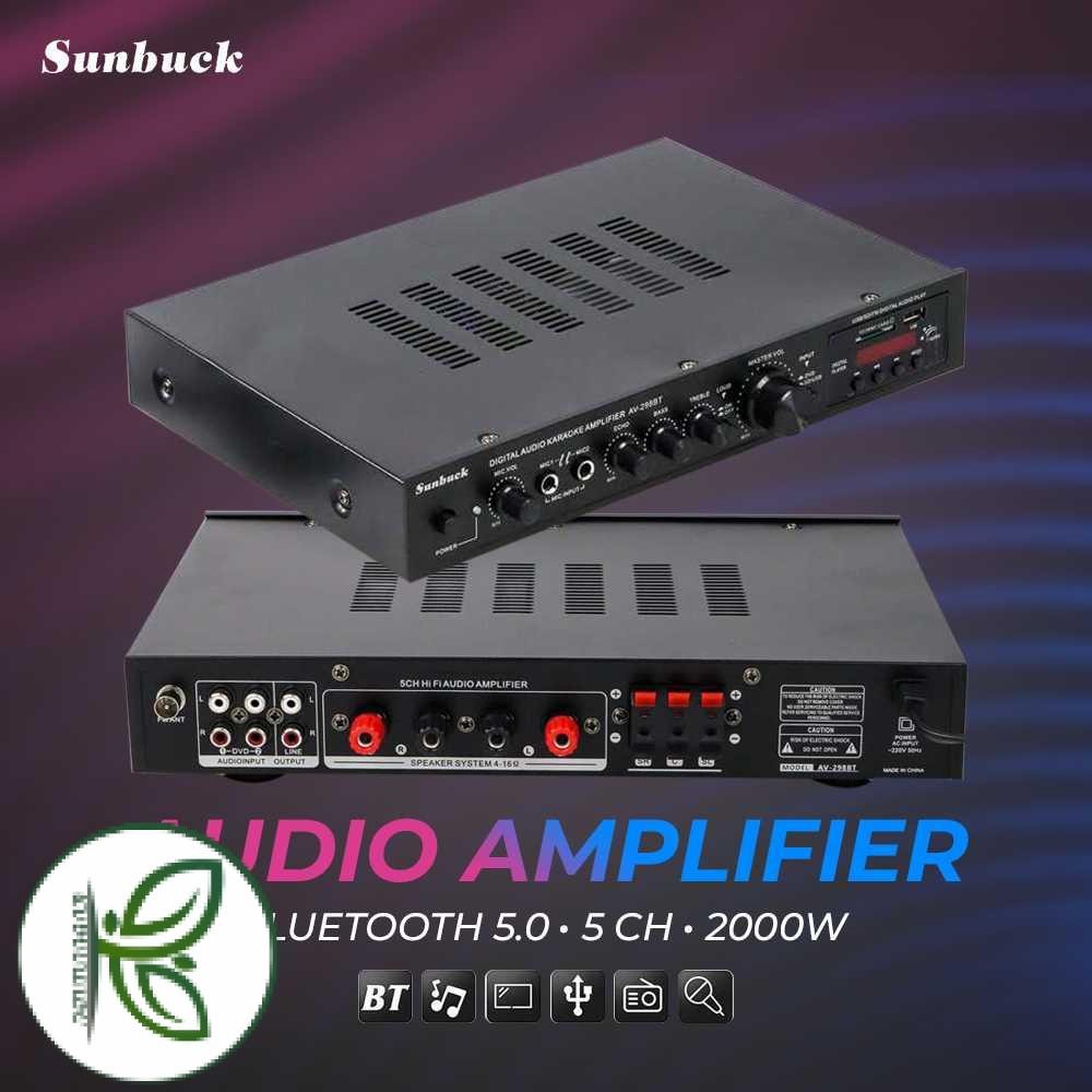 Sunbuck Audio Bluetooth 5.0 Amplifier 5 CH Remote 2000W - AV-298BT
