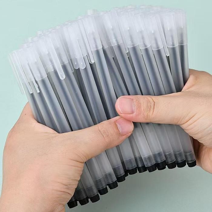 

BISA COD50-100PCS Pulpen Gel Simpel Cangkang Buram Transparan Pulpen Tinta Hitam 0.5mm Standard Pena
