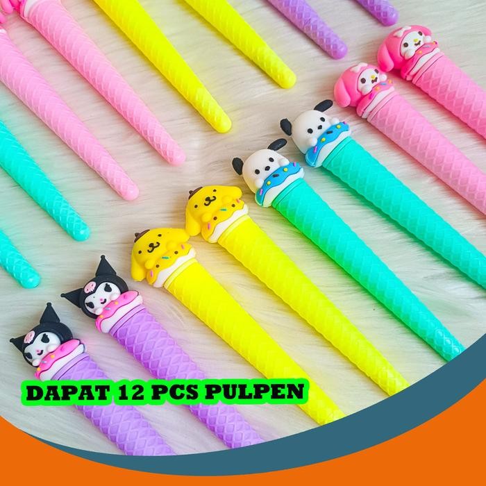 

SELUSIN (12 PCS) PULPEN GEL ICE CREAM CONE SANRIO DONAT V2 PGK-1523 KUROMI MELODY CINNAMOROLL