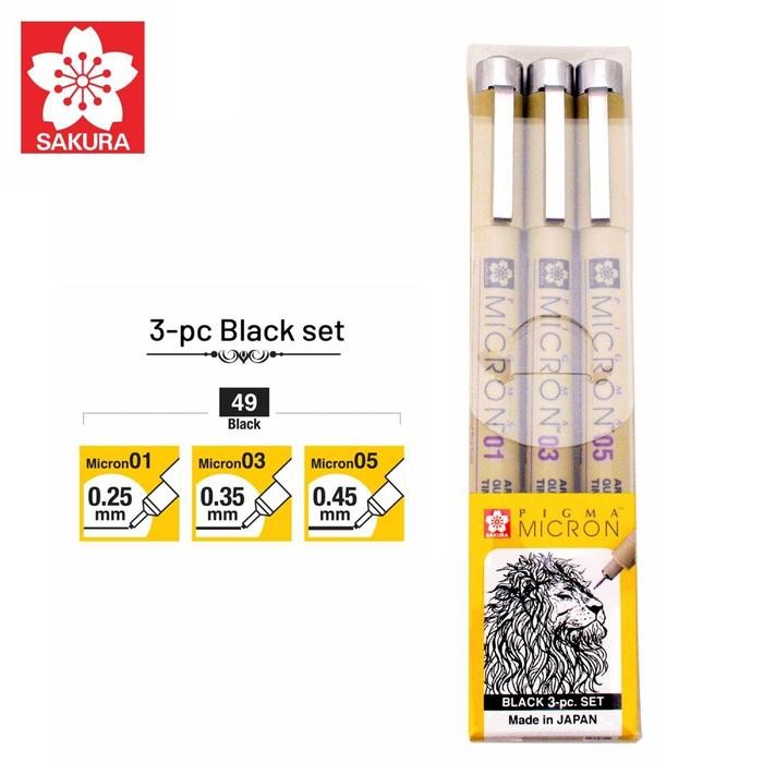 

Sakura Pigma Micron Black Set 3
