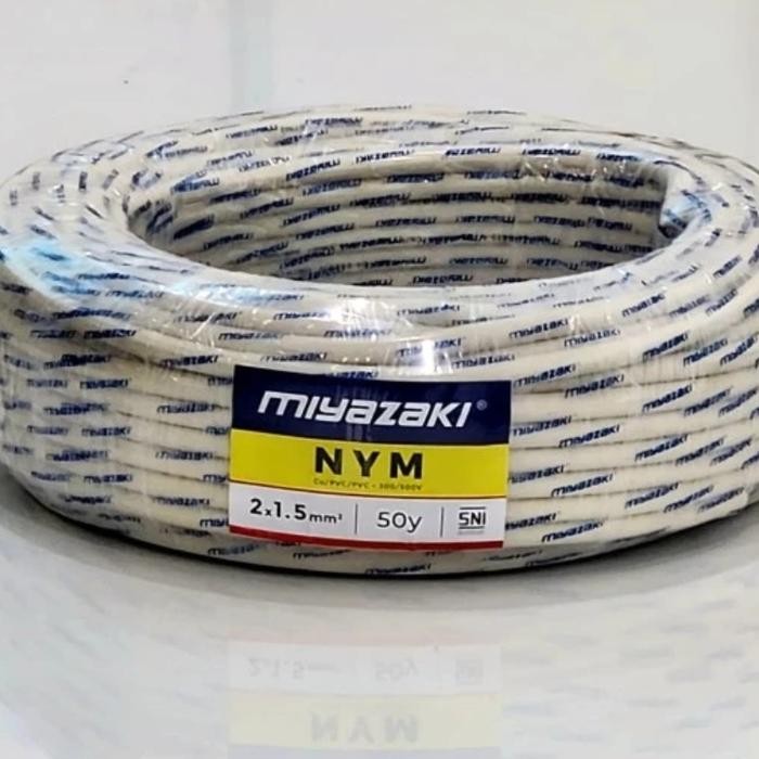 KABEL SNI KAWAT TEMBAGA NYM 2X1.5 50y MIYAZAKI KABEL TEMBAGA ISI 2