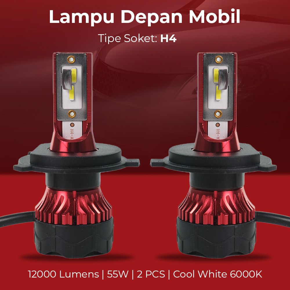 Lampu Depan Mobil LED Car Headlight ZES 12000 Lumens 55W H4 2 PCS