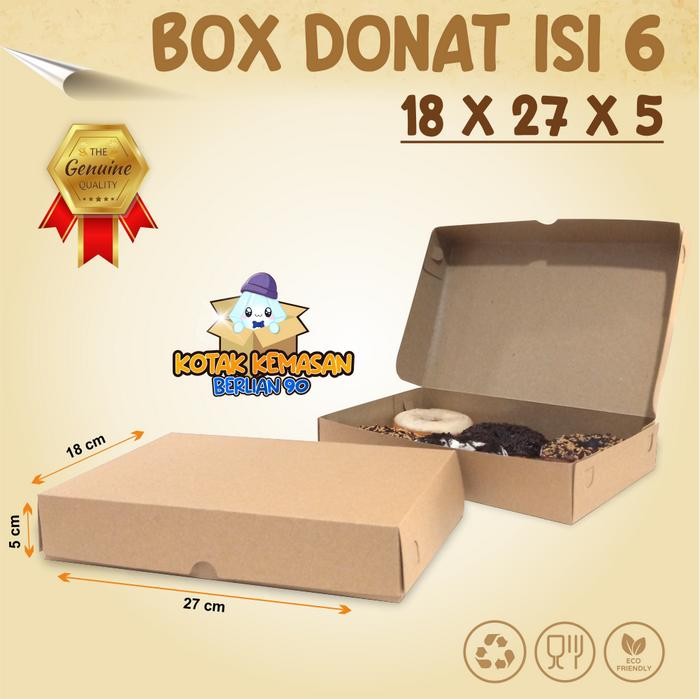 NEW Promo Box donat polos isi 6 kraft laminasi packaging donat dus kemasan donat isi 50 Brown POLOS