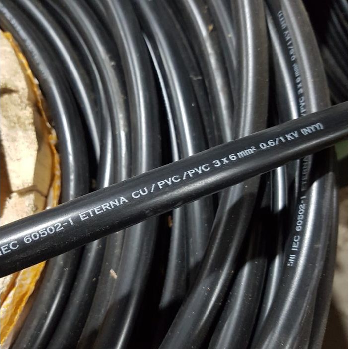 KABEL LISTRIK ETERNA NYY KAWAT 3X6 HITAM OUTDOOR METERAN PER METER TERMURAH