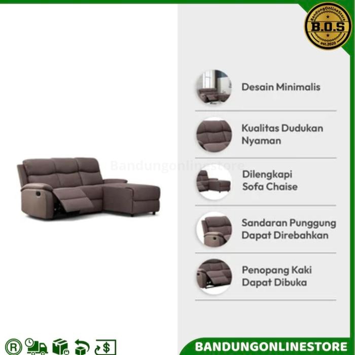 Sofa L Recliner Sudut Fabric Kanan Cokelat Informa Sofa Nimalis Santai Owen Sofa Malas Corner Right
