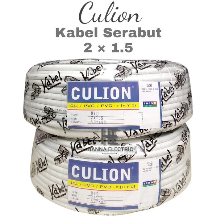 Kabel Serabut CULION 2x1.5 Panjang 50 Yard / 1 ROLL Putih