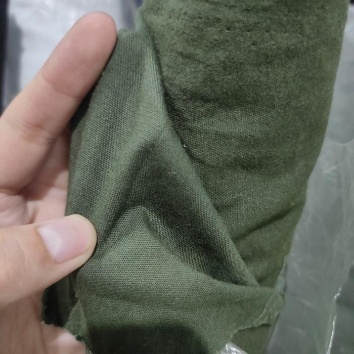 bahan kain katun kanvas hijau army eceran gulungan lembut adem halus