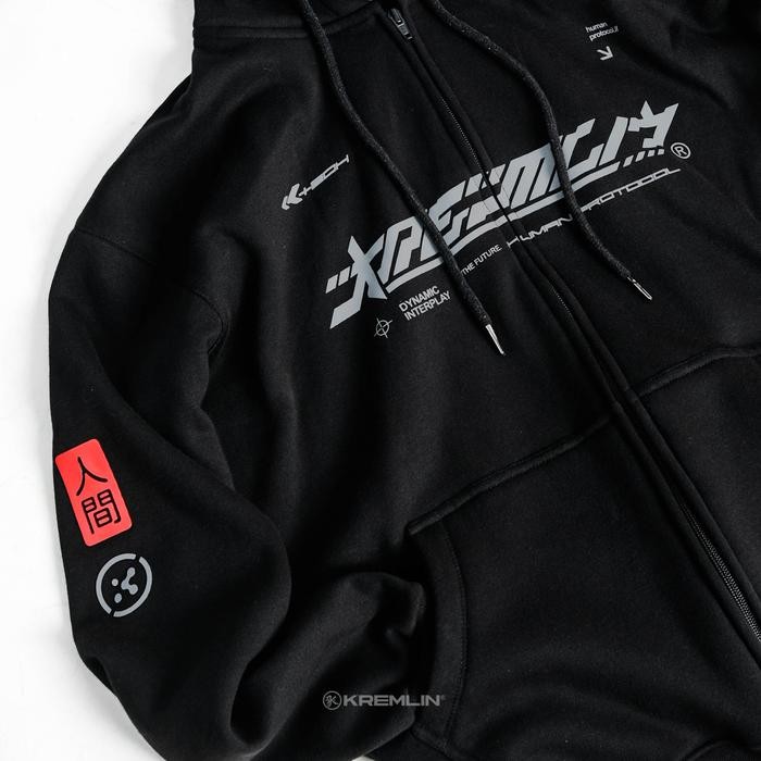 KREMLIN Zipper Hoodie Black Cybertech - NEO HOODIE