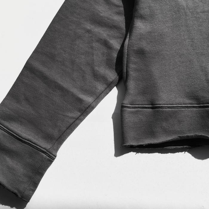 UNFINISHED OVERSIZE FLEECE COTTON HOODIE 280 GSM SEMI CROP DARK GREY