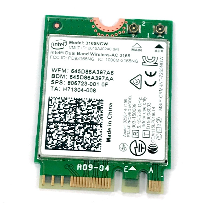 Original formal edition AC3165 3165NGW NGFF dual-band wireless card Bluetooth 4.0 433M 3165ac for HP