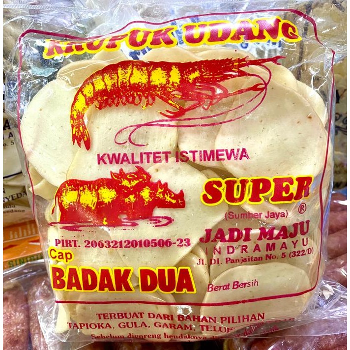 

Kerupuk Udang Super cap Badak Dua khas Indramayu 500 Gram