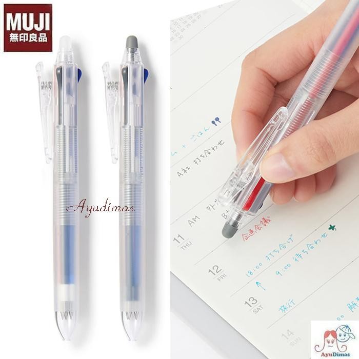 

Muji Erasable 3-color ballpoint pen, knock type - Pen cetek 3 warna dapat dihapus