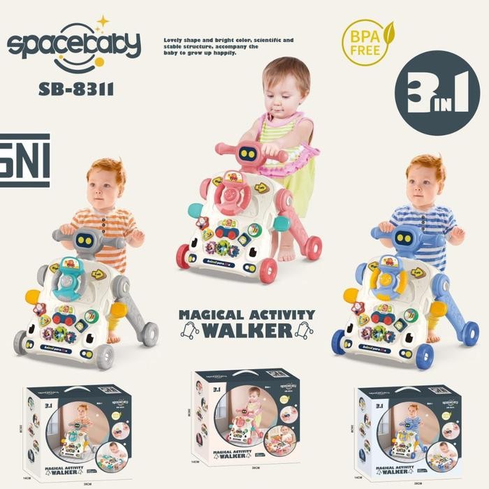 Spacebaby Activity Walker 3 In 1 Baby Push Walker SB - 8311