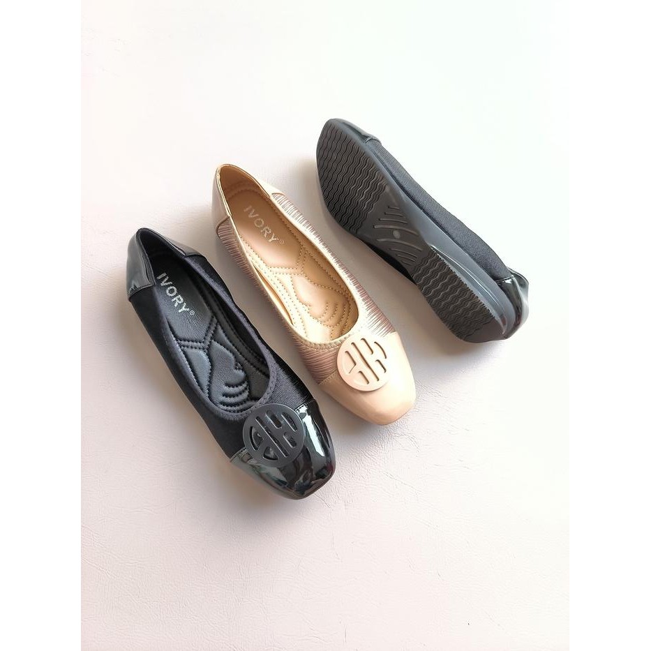 Sepatu Wanita Ivory Flatshoes Ukuran Besar 41 42 43 44 -Gratisongkir