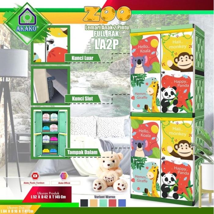 Lemari Plastik Anak Rak + Kunci / Lemari Anak Akako La2P Karakter