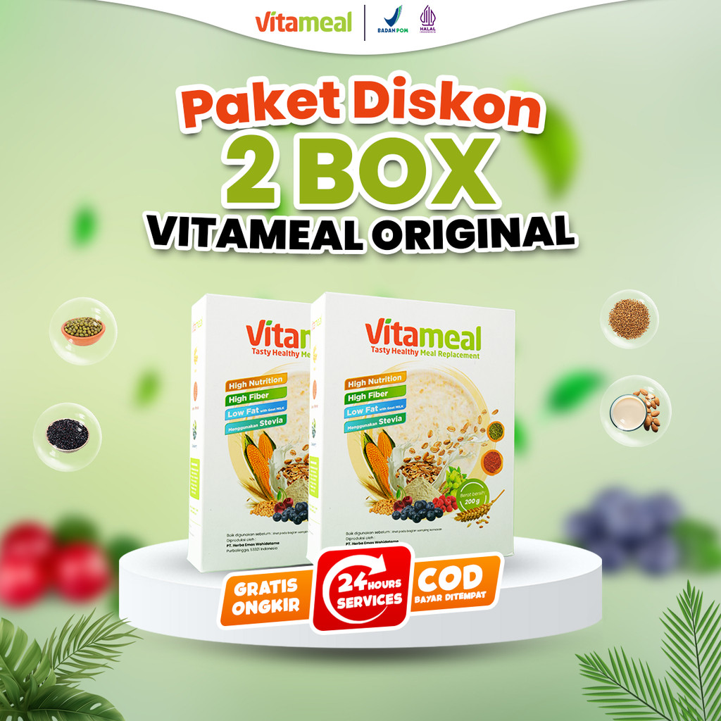 

PAKET 2 BOX - Sereal sehat diet herbal alami 100% asli lokal untuk mengenyangkan dan cegah diabetes FITAMEAL SUPERFOOD