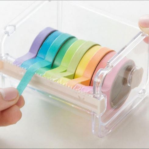 

AT Washi Masking Tape Dispenser Akrilik Kotak Tempat Isolasi Kertas DIY Planner